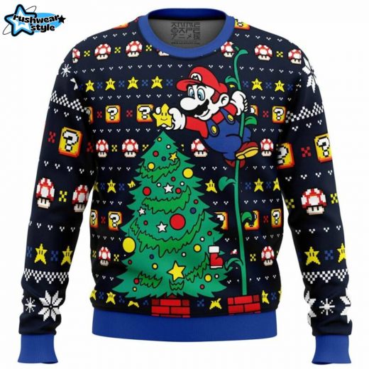 Super Mario Bros Xmas Ugly Christmas Sweater – “It’s a Tree” Holiday Sweater