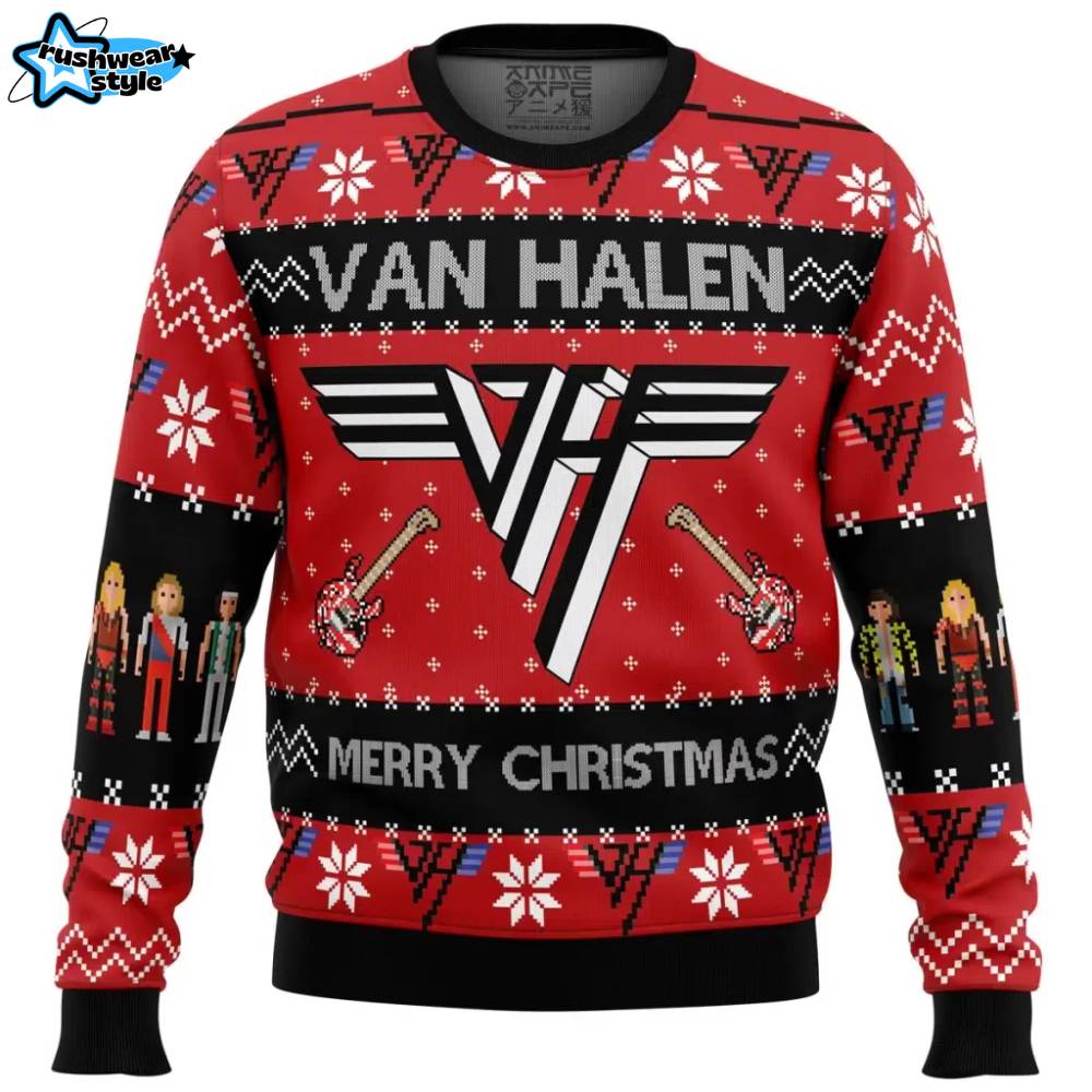 Van Halen Rock Ugly Christmas Sweater - Classic Band Xmas Jumper Van Halen Rock Ugly Christmas Sweater - Classic Band Xmas Jumper