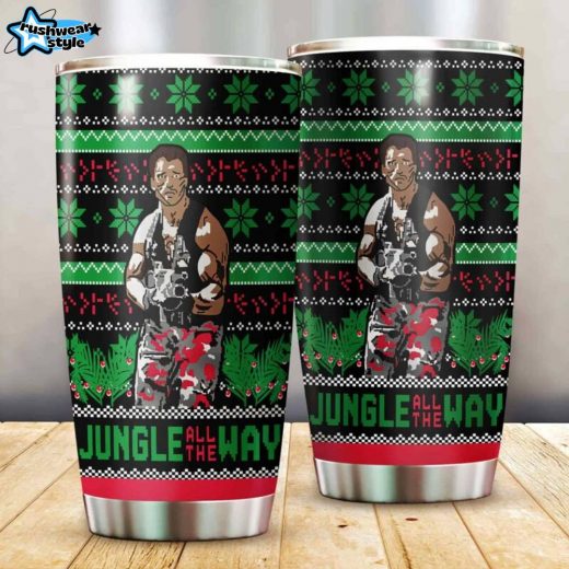 Predator Christmas Tumbler – Schwarzenegger “Jungle All the Way” Design