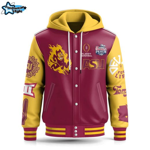 ASU fear the fork Hooded Baseball Jacket