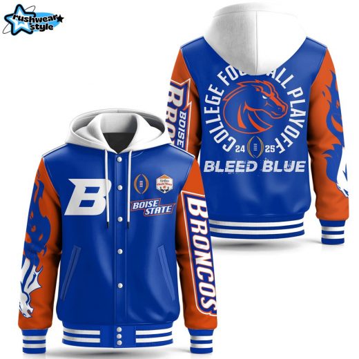 Boise State Bleed Blue Hooded Baseball Jacket