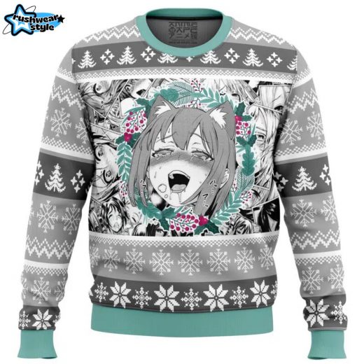 Christmas Anime Ahegao Ugly Christmas Sweater