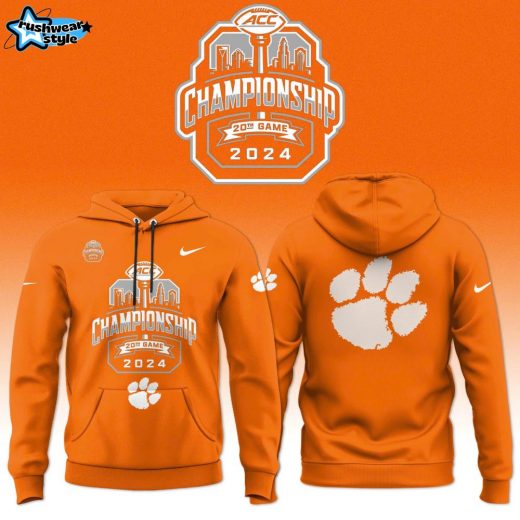 Clemson Tigers Football Team Nike 2024 ACC Champions Hoodie Orange