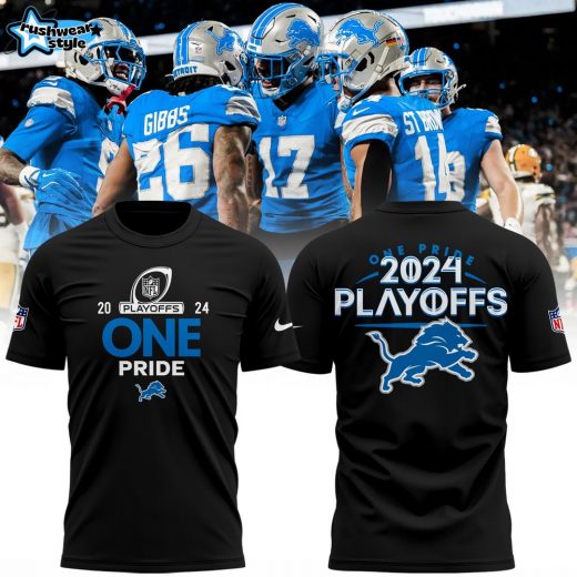 Detroit Lions 2024 NFL Playoffs Black T Shirt Special Edition