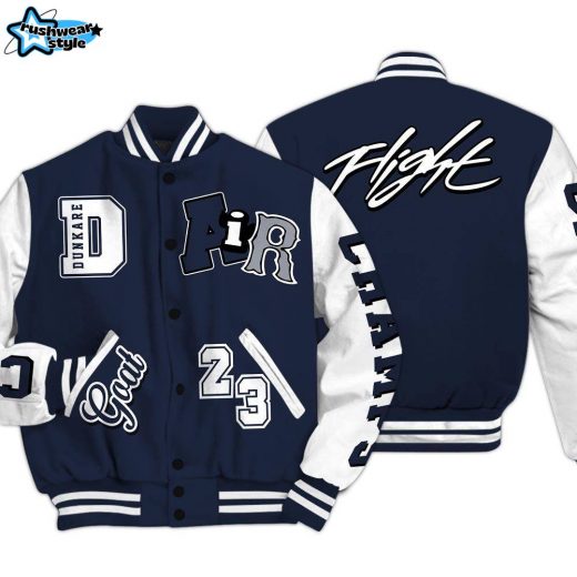 Dunkare Midnight Navy 13s Shirt Varsity Jacket, AIR Number 23 GOAT Baseball Varsity Jacket Unisex Outfit