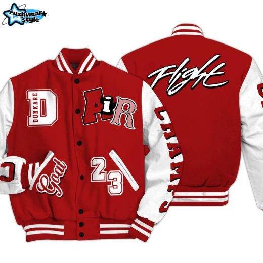 Dunkare Red Taxi 12s Shirt Varsity Jacket, AIR Number 23 GOAT Baseball Varsity Jacket Unisex Outfit