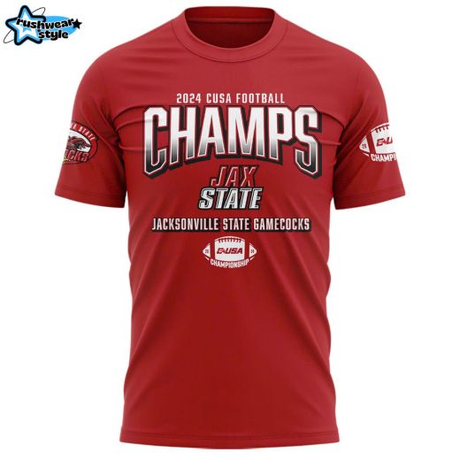 Jacksonville State Gamecocks 2024 Conference USA Champions Premium Limited Tee Red