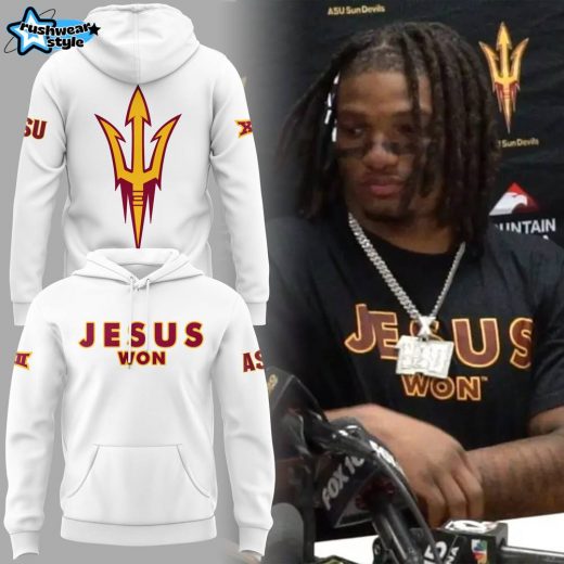 Limited Edition Arizona State Sun Devils JESUS WON Hoodie 2024 White