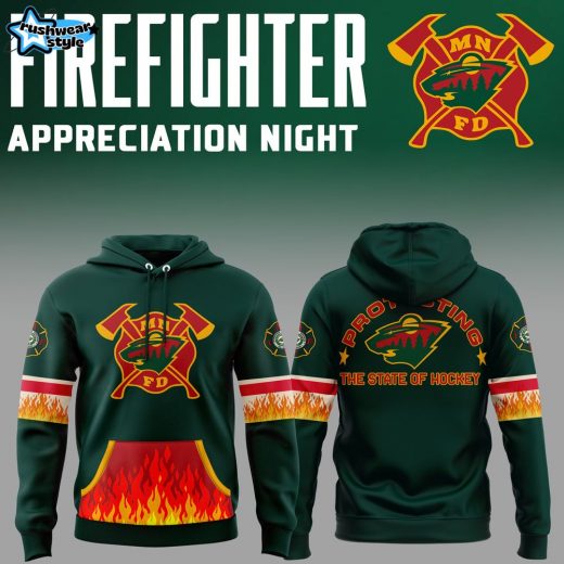 Limited Edition Minnesota Wild Firefighter Appreciation Night 2024 Hoodie