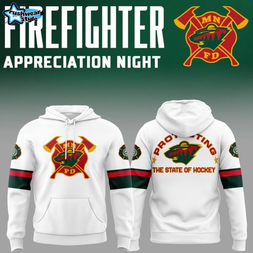 Limited Edition Minnesota Wild Firefighter Appreciation Night 2024 Hoodie Version Three