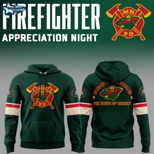 Limited Edition Minnesota Wild Firefighter Appreciation Night 2024 Hoodie Version Two