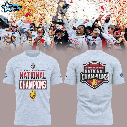 Limited Ferris State Football NATIONAL CHAMPIONSHIP 2024 TShirt Gray