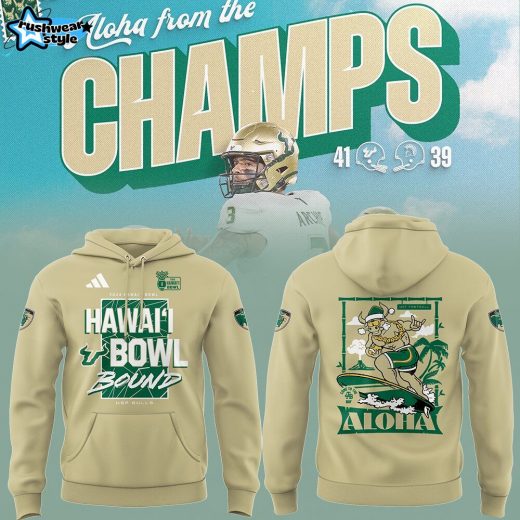 Limited South Florida Bulls Football HAWAI’I BOWL CHAMPS Hoodie V3