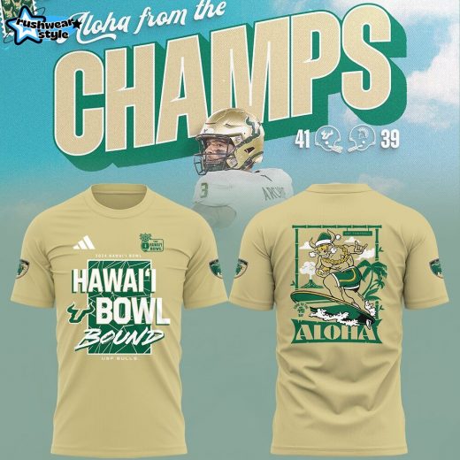 Limited South Florida Bulls Football HAWAI’I BOWL CHAMPS TShirt V2