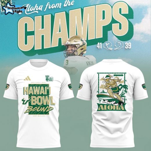 Limited South Florida Bulls Football HAWAI’I BOWL CHAMPS TShirt V3