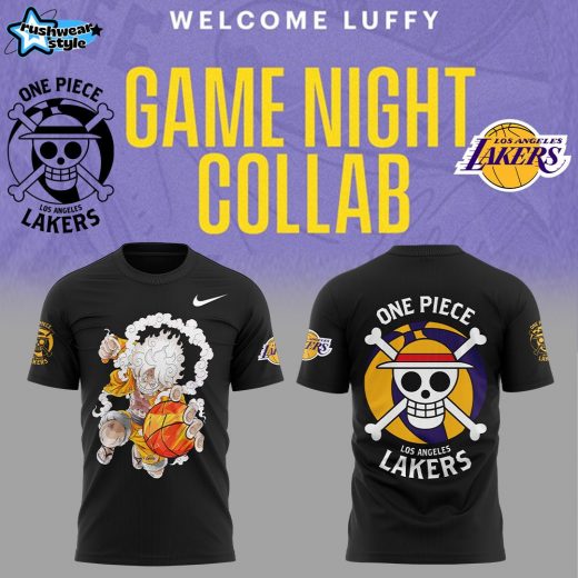 Luffy Gear 5 are joining the Lakers for One Piece Night Nike Black Tshirt