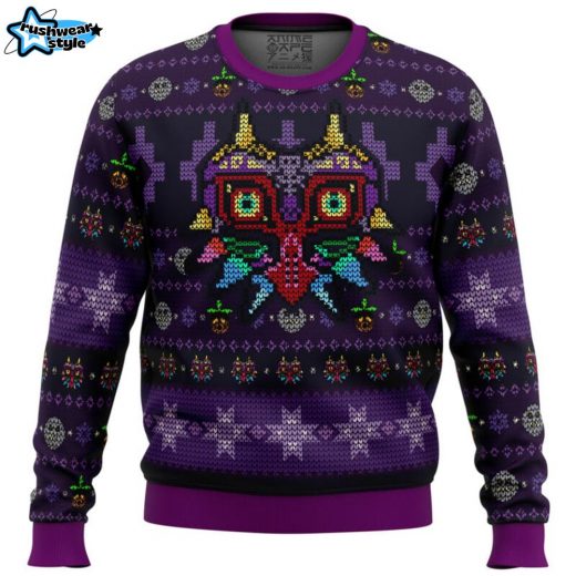 Majoras Mask Seamless Pattern Zelda Ugly Christmas Sweater