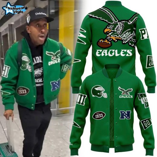 Men’s Philadelphia Eagles Kelly Green Pennant Varsity Jacket