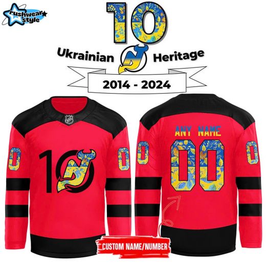 New Jersey Devils 2024 Ukrainian Heritage Day Custom Jersey