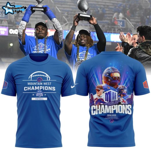 Nike Boise State Football 2024 Mountain West Champions Premium Limited Tee Blue