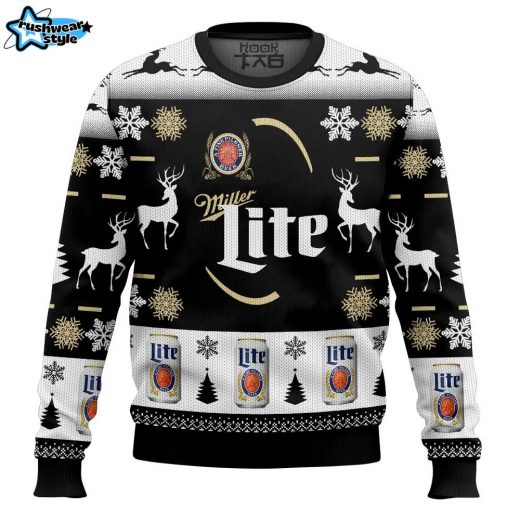 Personalized Black Miller Lite Ugly Sweater