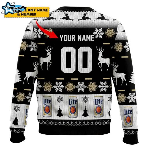 Personalized Black Miller Lite Ugly Sweater