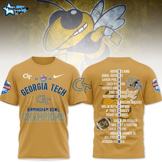 Premium Georgia Tech Birmingham Bowl Champions 3D Shirt For Football Fans