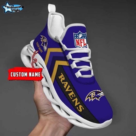 Baltimore Ravens Custom Name Max Soul Shoes V08