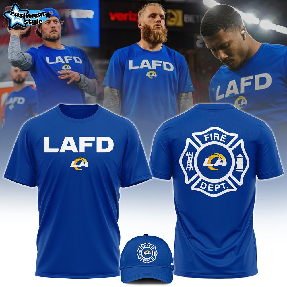 Los Angeles Rams x Los Angeles Fire Department Limited Edition Tshirt 2025 Los Angeles Rams x Los Angeles Fire Department Limited Edition Tshirt 2025