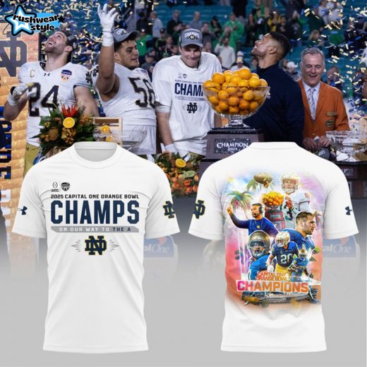 Notre Dame Fighting Irish College Football Playoff 2025 Orange Bowl Champions T-Shirt