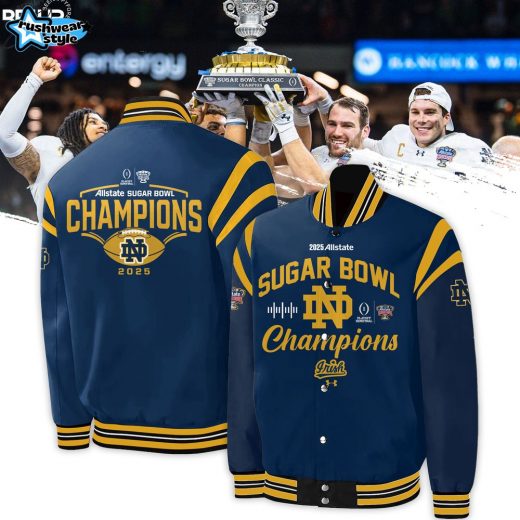 Notre Dame Fighting Irish College Football Playoff 2025 Sugar Bowl Champions Bomber Jacket