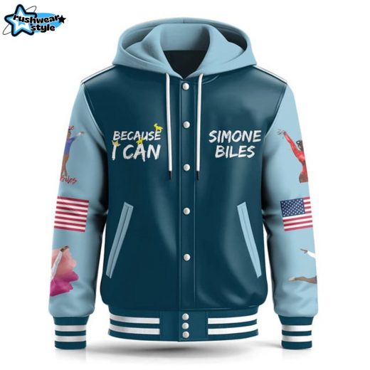 Simone Biles Hooded Baseball Jacket – Gymnastics Sportswear