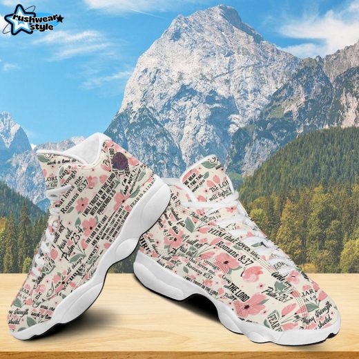 Teesdily | God Is My Strength Basketball Shoes, The Lord Is My Light Basketball Shoes, Jesus Christian Floral Shoes Unisex