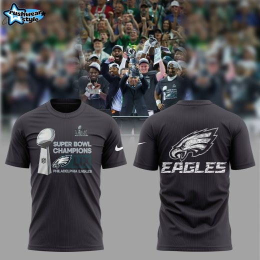 Anthracite Philadelphia Eagles Super Bowl LIX Champions Locker Room Trophy Collection T-shirt