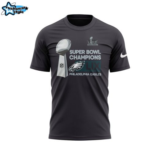 Anthracite Philadelphia Eagles Super Bowl LIX Champions Locker Room Trophy Collection T-shirt