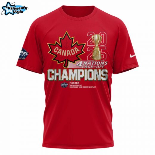 Canada Fanatics Steel 2025 4 Nations Face Off Champions Tshirt