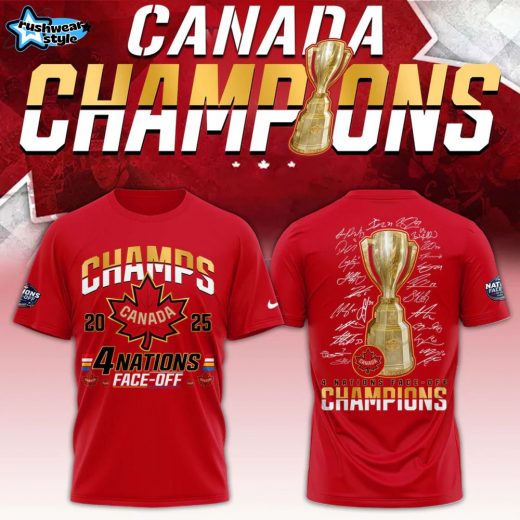 Canada Fanatics Steel 2025 4 Nations Face Off Champions Tshirt