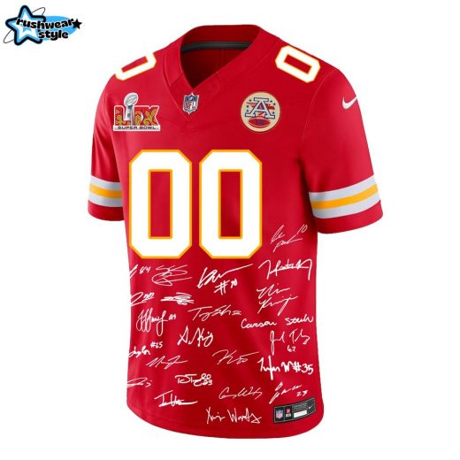 Kansas City Chiefs Champions Super Bowl 2025 Jersey SIGNATURE CUSTOM NAME NUMBER