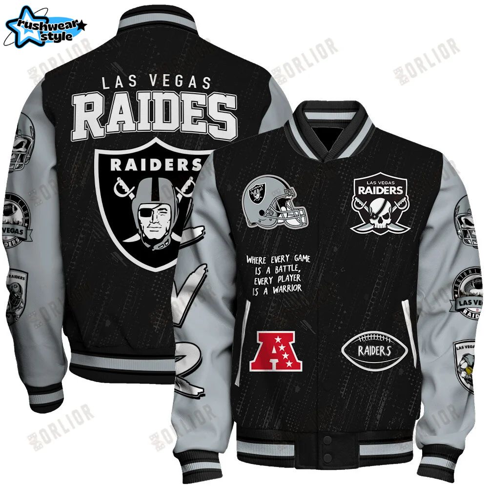 Las Vegas Raiders National Football League Conquer Every Field Unisex Varsity Jacket Las Vegas Raiders National Football League Conquer Every Field Unisex Varsity Jacket