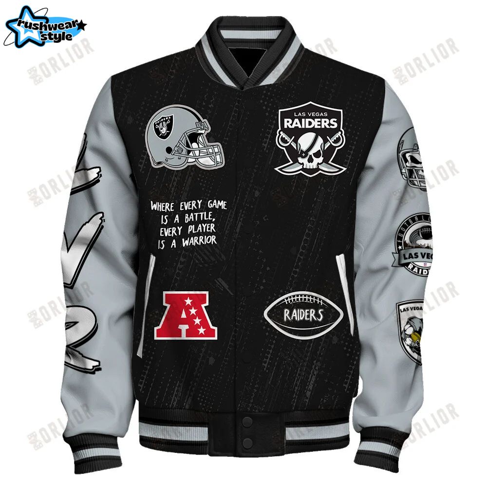 Las Vegas Raiders National Football League Conquer Every Field Unisex Varsity Jacket Las Vegas Raiders National Football League Conquer Every Field Unisex Varsity Jacket