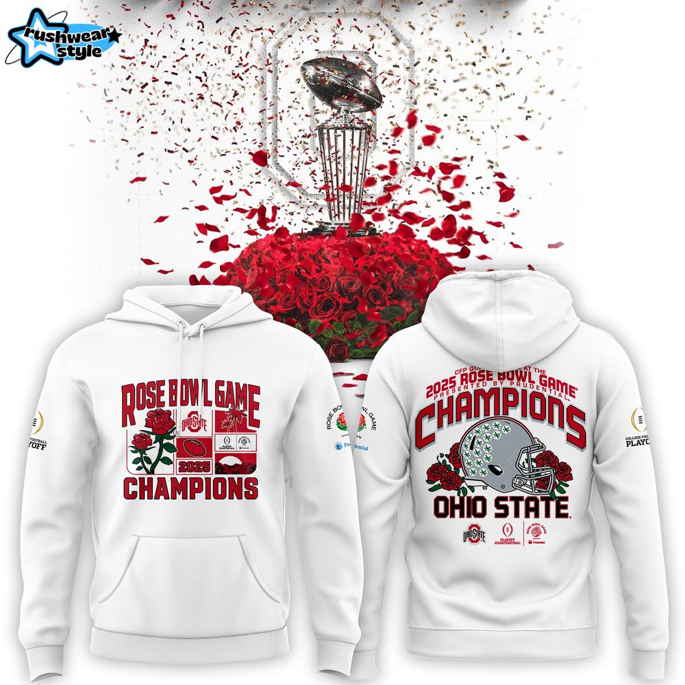 Ohio State Buckeyes 2025 Rose Bowl White Hoodie Ohio State Buckeyes 2025 Rose Bowl White Hoodie