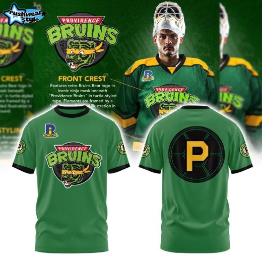 Providence Bruins Turtle Powered RI Comic Combo Tshirt Green