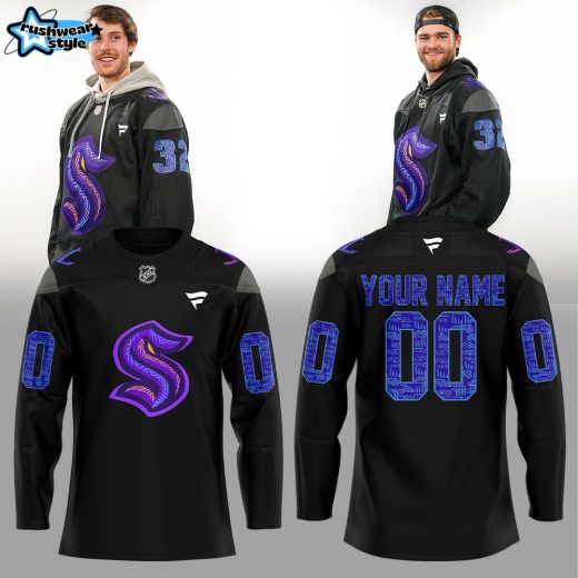 Seattle Kraken Black Hockey History Night Custom Name Jersey