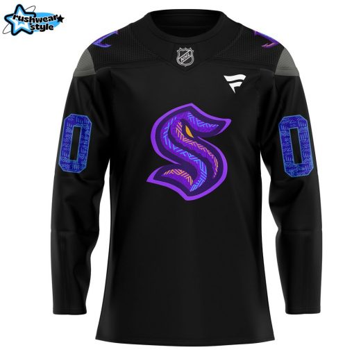 Seattle Kraken Black Hockey History Night Custom Name Jersey