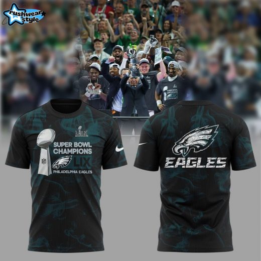 Smoker Midnight Green Philadelphia Eagles Super Bowl LIX Champions Lombardi Trophy T-shirt