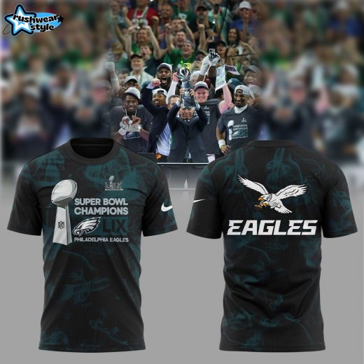 Smoker Midnight Green Philadelphia Eagles Super Bowl LIX Champions Lombardi Trophy T-shirt V2