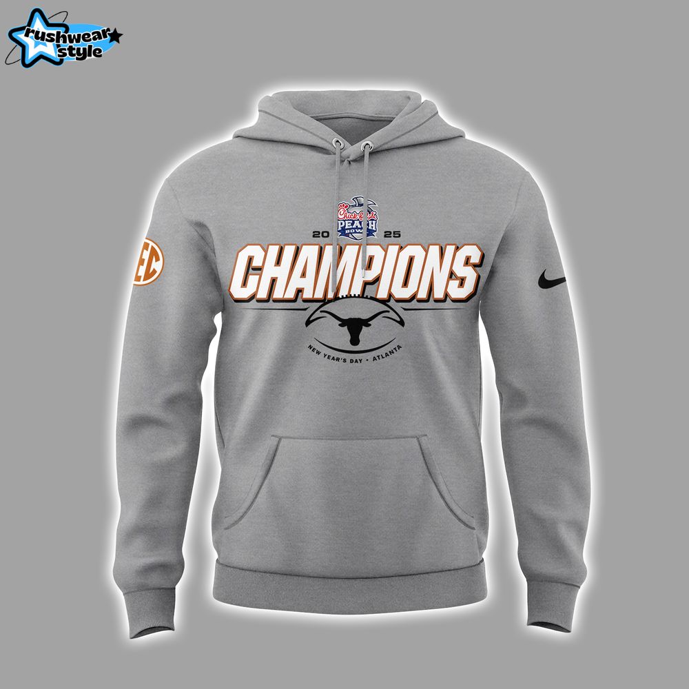 Texas Longhorns 2025 Peach Bowl Gray Hoodie Texas Longhorns 2025 Peach Bowl Gray Hoodie
