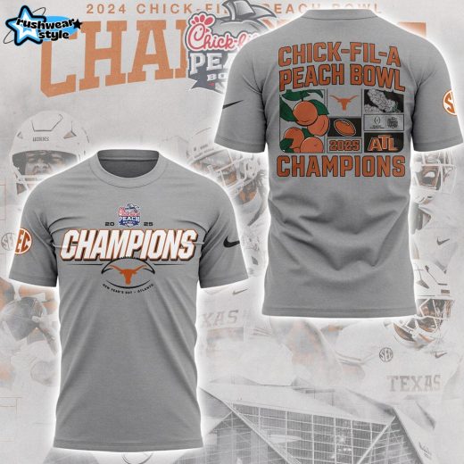 Texas Longhorns 2025 Peach Bowl Gray Tee