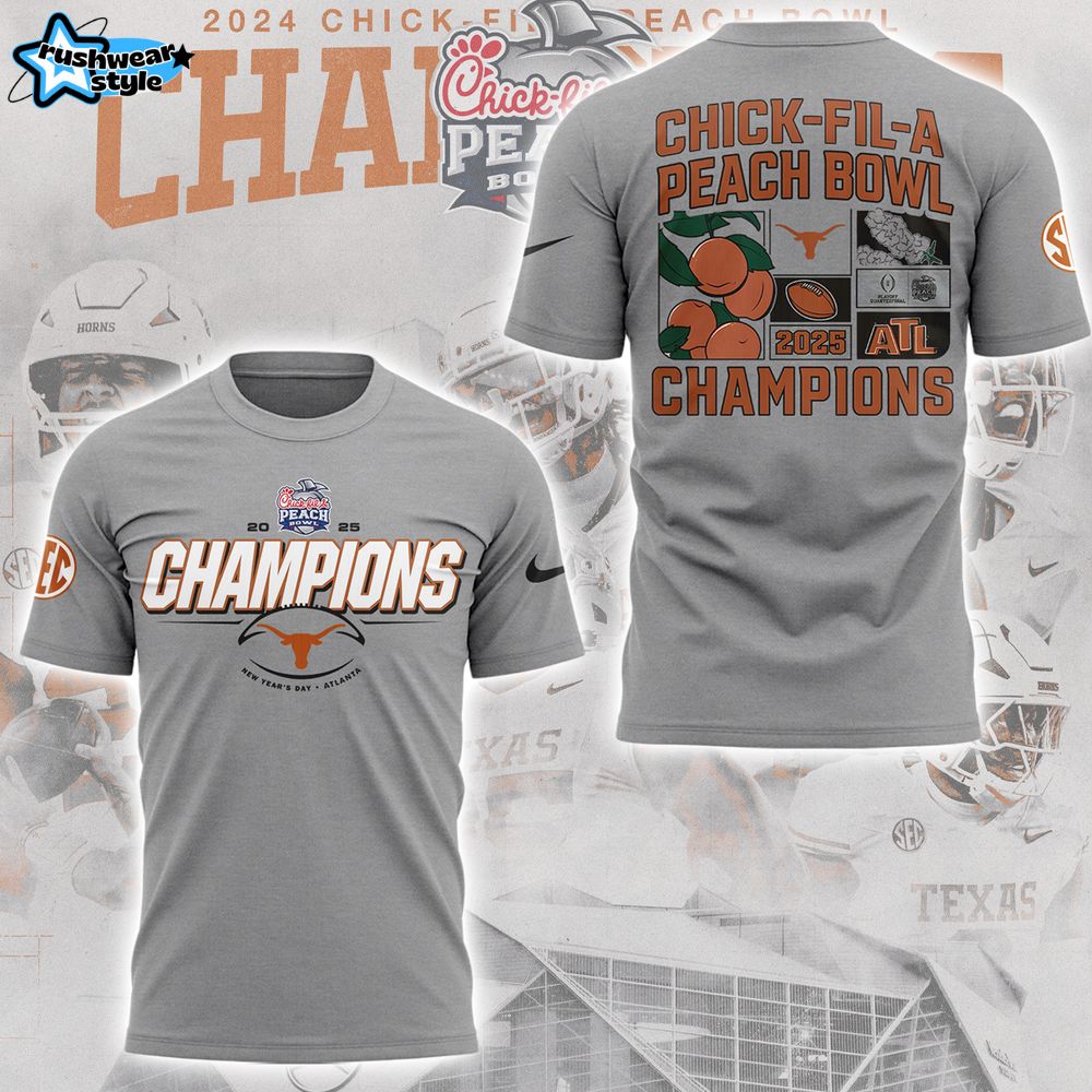 Texas Longhorns 2025 Peach Bowl Gray Tee Texas Longhorns 2025 Peach Bowl Gray Tee
