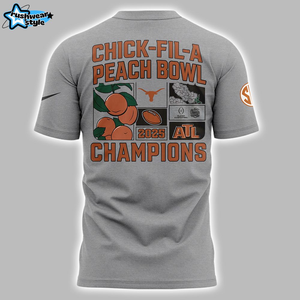 Texas Longhorns 2025 Peach Bowl Gray Tee Texas Longhorns 2025 Peach Bowl Gray Tee